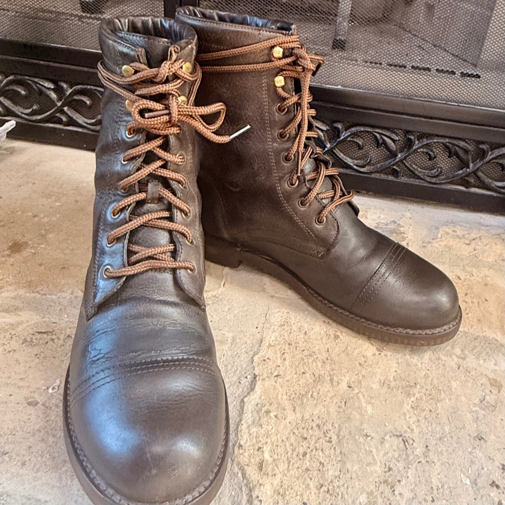 Frye Men's Leather‎ Lace Up Boots Size 10.5 Brown Combat Cap Toe Made in Mexico